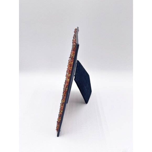 Pier 1 Imports Hand Beaded Boho 3” X 3” Table Top Photo Frame Amber Orange - Picture 4 of 6